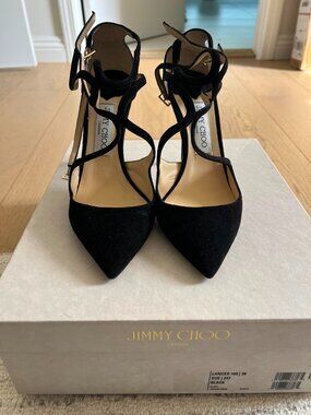 Jimmy Choo black suede Lancer heels